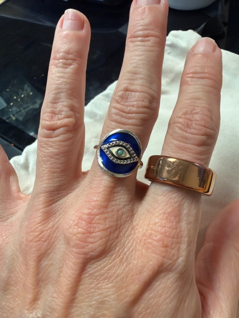 Gold Evil Eye Ring with Blue Enamel by Ross Simons size 7 - Picture 10 of 14